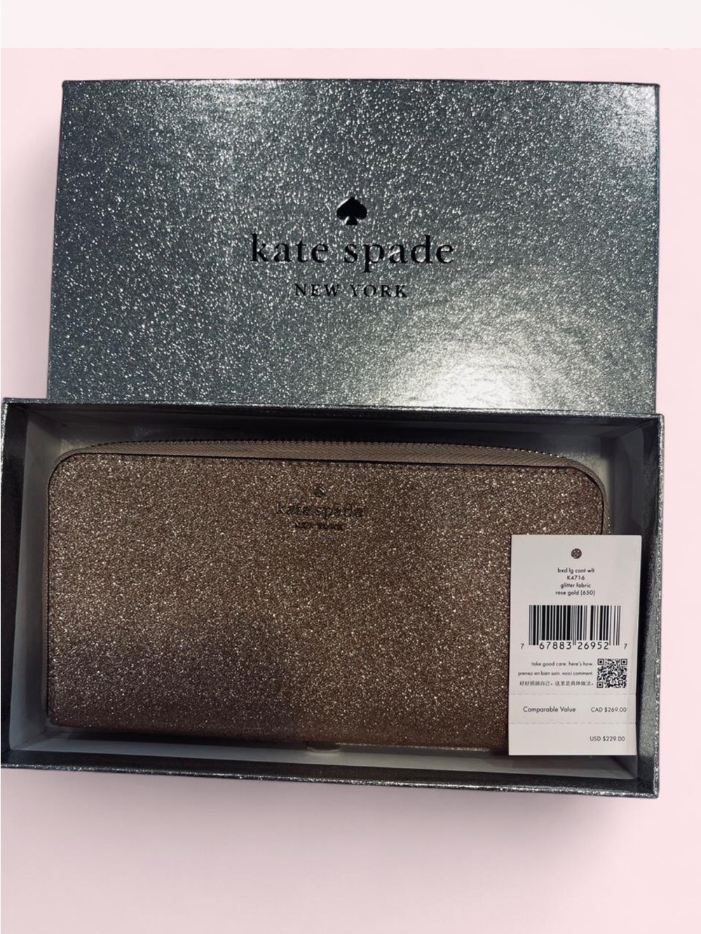Kate Spade Boxed Large Continental Wallet K4716 Brown